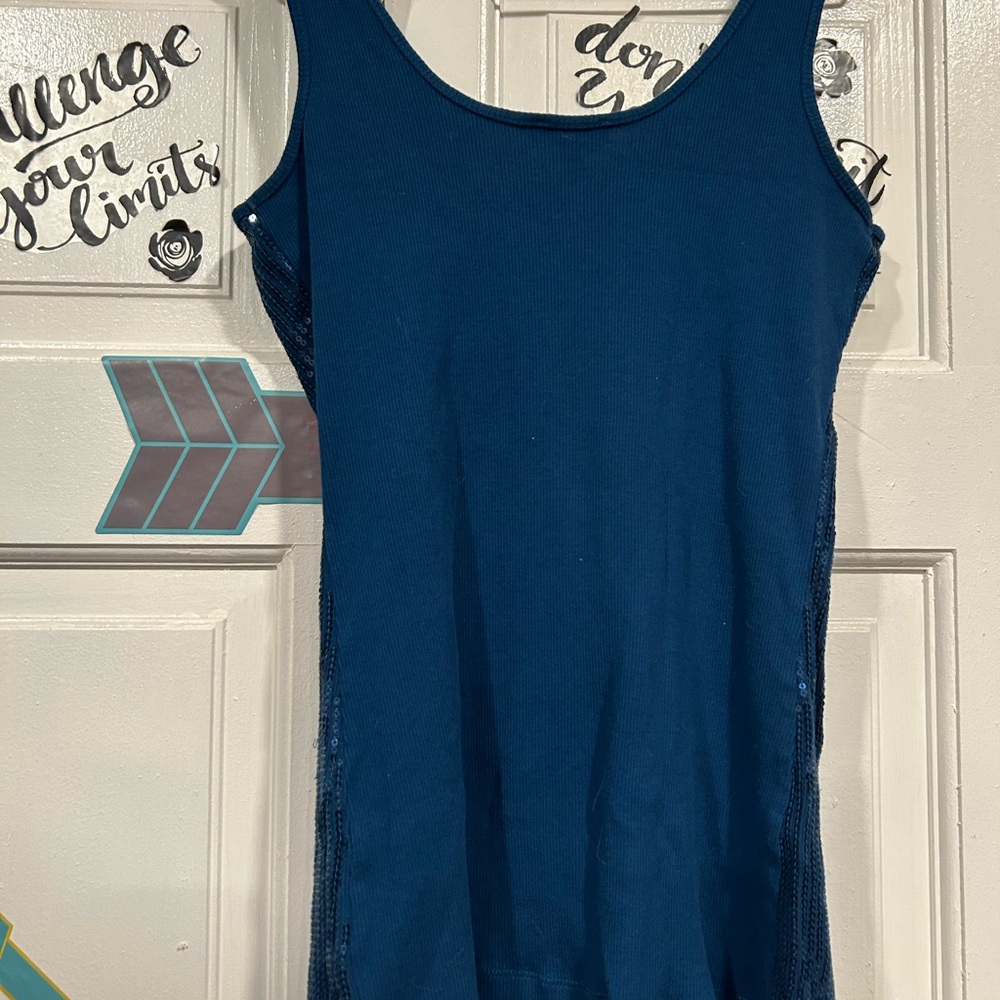 Express Teal Sequin Top - Picture 3 of 3